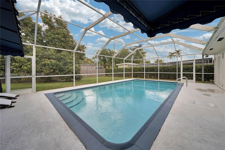 Tastefully updated 3-bedroom, 2-bathroom single-family home with a 1-car garage and a desirable split floor plan designed for privacy and comfortable living, featuring exposed wood ceilings that add warmth and character, hardwood floors throughout, and a gourmet kitchen with stainless steel appliances. Both bathrooms are updated with clean, modern finishes, and the home opens to a private outdoor retreat complete with a pool and ample space for relaxing or entertaining. A double gate provides secure access with room to park a boat, trailer, or recreational toys. The Owner covers pool maintenance, landscaping, and alarm service for added convenience and value.