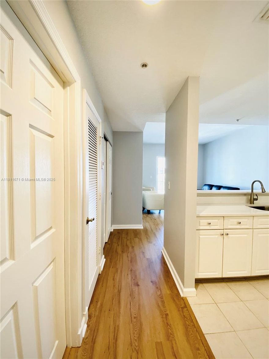 This completely 719 sqf renovated and furnished 1-bedroom, 1-bathroom apartment is located in the Village at Abacoa. The modern kitchen features a quartz countertop and stainless steel appliances. Luxury water-resistant vinyl plank flooring runs throughout the unit, with a fully upgraded bathroom including a new vanity and tile flooring. A washer and dryer are conveniently located inside the apartment, and all windows are impact resistant. Enjoy access to a swimming pool, exercise room, and one assigned parking space. WIFI and cable TV are included. The unit is ideally located next to shops, restaurants, and steps from Roger Dean Stadium.