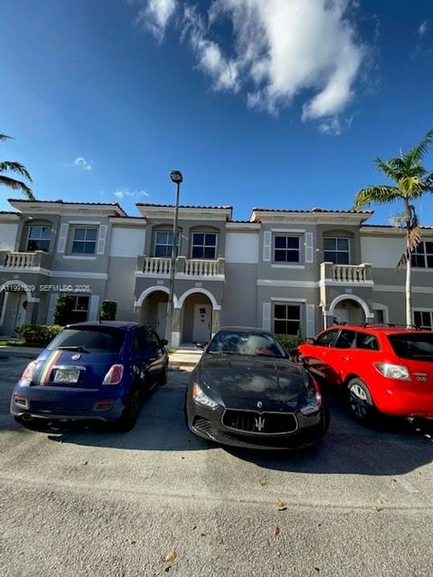 Beautiful gated community with marvelous clubhouse, great location near major highways in the border of Miami Dade & Broward. 3 bedrooms, 2.5 baths townhouse, 2 assigned parking spaces plus guests, tiled first & second floor, laminate wood in stairs, available May 8th, 2026, rapid approval. NO PETS ALLOWED!
