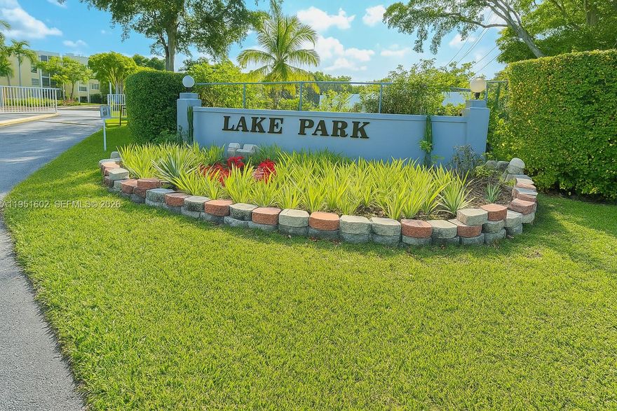 55+ Community. Spacious 2-bedroom, 2-bath, 1,192 sqft unit located on the second floor of a gated, lakefront community. Features include tile flooring, stainless steel appliances, a large living/dining area, and an enclosed balcony with garden views—one assigned parking space. The laundry room is just steps from the unit. Low maintenance fee includes water, internet, and cable. Conveniently located near I-95, Aventura Mall, and shopping centers. Easy access to public transportation, dining, and daily essentials.