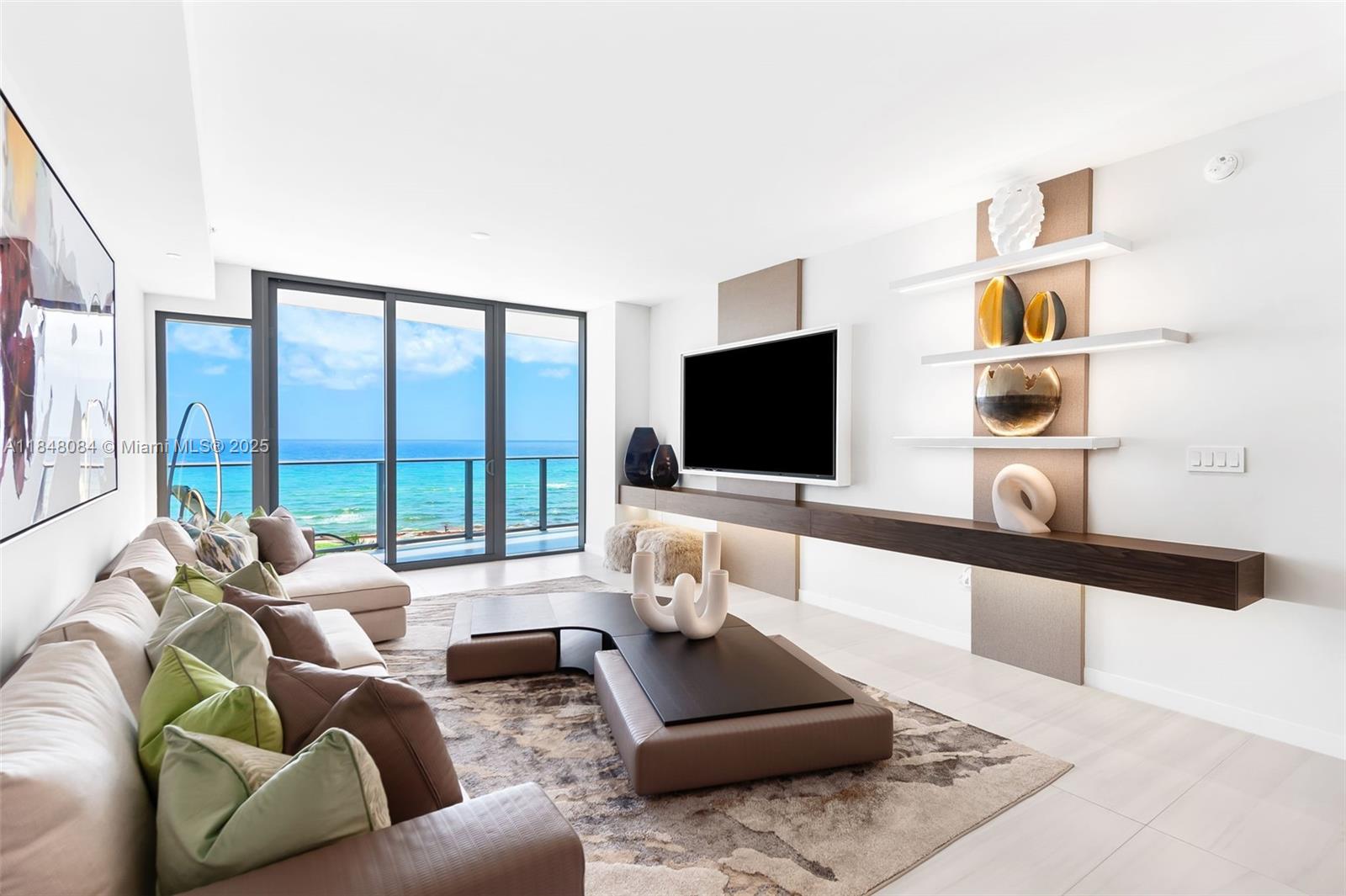 Residence 504 at Solemar is a thoughtfully furnished 3BD/3.5BA flow-through home, capturing sweeping ocean views to the east and intracoastal vistas to the west from its 5th-floor perch. This residence showcases upgraded dove matte flooring, custom millwork, integrated Sonos sound, and fully built-out closets throughout. Floor-to-ceiling glass invites natural light across the open-plan layout, while the extended balcony creates an ideal setting for indoor-outdoor living. Perfectly positioned next to the Marriott and just minutes from the Pompano Pier. Residents enjoy elevated amenities: sunrise and sunset pools, ocean view fitness center, sauna, steam room, wine room, club lounge, and dedicated concierge with beachside umbrellas and chair service.