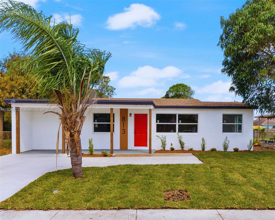 Beautifully updated 3-bedroom, 2-bath home in the desirable Delray Beach area with 1,022 sq ft of living space. This move-in-ready home features new flooring throughout the bedrooms and living areas, renovated bathrooms with modern finishes, impact windows and doors, updated lighting, and no cast iron plumbing. Enjoy a large fenced yard with plenty of space to add a pool, build a BBQ area, or create a kids' play zone. No HOA, or pets with no restrictions! Easy to show and available to view anytime—schedule your visit today!