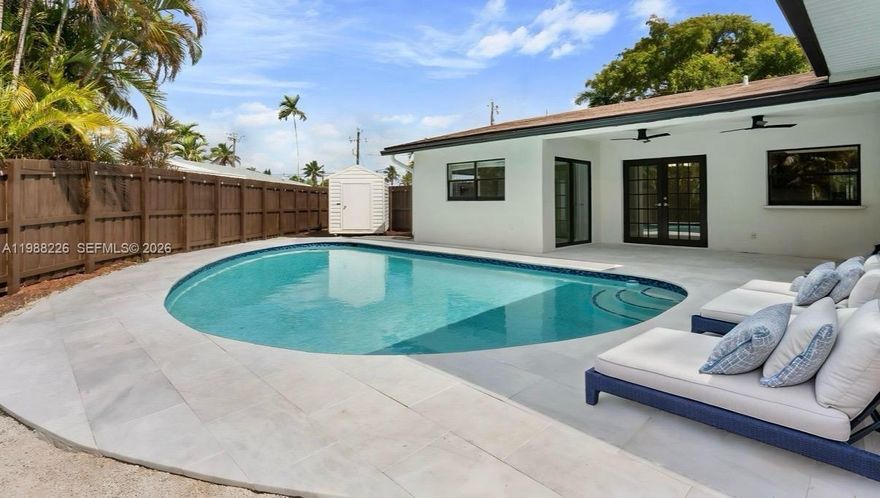 Stunning Pool Home NO HOA! Don’t miss this incredible opportunity to own a beautifully updated 4-bedroom, 2-bathroom home in the highly desirable Royal Palm Isles community. Tucked away on a quiet dead-end street, this home offers privacy, comfort, and an unbeatable location.Step into your private backyard oasis featuring a fully remodeled pool that lights up at night with LED and cozy ambient lighting—perfect for entertaining or unwinding after a long day. The home also boasts updated bathrooms and a brand-new kitchen with modern appliances. Additional upgrades include a new fence, Nest thermostat, and electric water heater, giving you peace of mind and efficiency from day one. The backyard backs up to a canal, providing extra privacy and a serene atmosphere. Conveniently located near Royal Palm Park and Easterlin Park, with easy highway access and just minutes from the beach.Prime location. Move-in ready. This is the one buyers have been waiting for—schedule your showing today before it’s gone