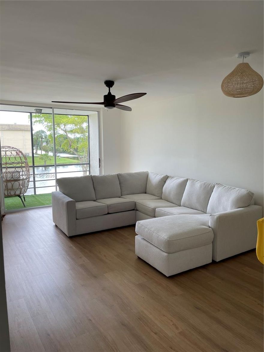 Completely renovated one bedroom one bathroom in the desirable Sunrise Lakes 55+ community. We have taken this apartment down to the studs and have spared no details. We have even added additional storage, a  breakfast/coffee bar and brand new flooring. The kitchen is brand new as is everything else in this beautiful, sunlit unit. Custom closets in the bedroom. Glass shower enclosure and so much more. This price includes monthly pest control, and Xfinity cable tv. Must  see.