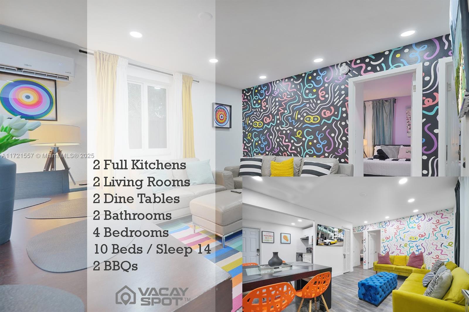 Rental for up to 12 people, including trash, and Wi-Fi. Fully furnished with everything you need, including linens just bring your clothes! Prime Wynwood location, blocks from restaurants, shops, bars, nightclubs, and vibrant street art. This 4-bedroom, 2-bathroom + 2 fully equipped kitchen, computer desk, washer/dryer in site, Sleeps 12 comfortably (6 double beds, 2 twin). Smart, keyless entry for seamless check-in/out. Relax in 2 shared patios with grilling with BBQs and comfy sofas. Conveniently located: 23 mins to Miami Beach, 12 mins to Downtown Miami, 17 mins to Miami Airport, 15 mins to Brickell, 13 mins port of miami. Minimum rental: Available for rentals ranging from 28 days to 1 year.