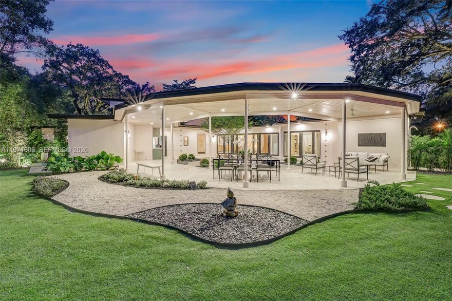 Recently featured in WSJ’s Mansion Global, Panorama House is a rare mid-century architectural estate set on nearly half an acre in the heart of Miami Shores.  


Discreet from the street, the home unfolds through a bamboo-lined entry beneath a mature oak canopy before opening to expansive lawns and tropical gardens anchored by a 42’ heated saltwater lap pool. Centered around a tranquil Zen garden, the residence offers a seamless indoor-outdoor living experience. Originally designed in 1950 by architect Joseph DeBrita and fully reimagined by Shoreland Group in 2025, the 5BD/7BA home blends authentic mid-century design with elevated modern finishes. The reconfigured layout includes dual primary suites, spa-style baths with steam, custom millwork, terrazzo and European oak flooring, and a chef’s kitchen with Miele, Fisher & Paykel, and Liebherr appliances.


Additional highlights include a cinema/game lounge, guest apartment wing, and a 1,000 SF covered outdoor pavilion with summer kitchen, all set within lush, private grounds. A rare offering combining scale, privacy, and architectural significance in a prime Miami Shores location.