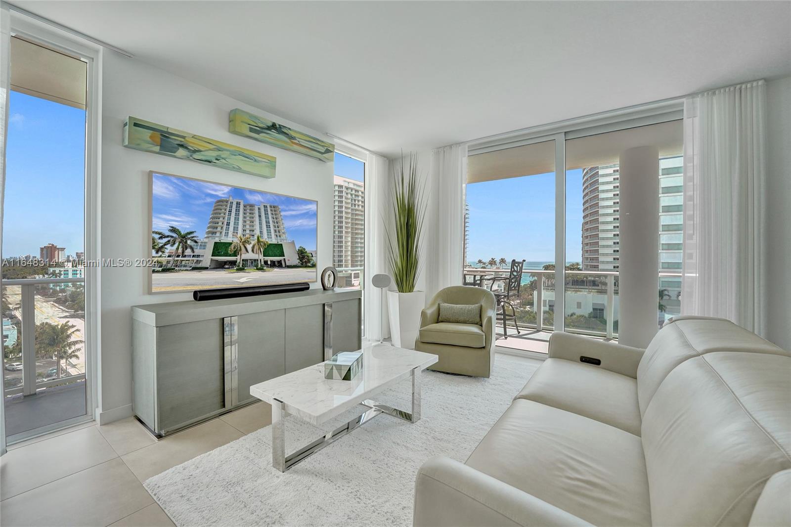 Welcome to this beautiful, sun-filled corner unit at Tiffany House. This absolutely pristine unit has numerous updates including built in office and closets, new furniture, glass enclosures in the bathrooms, specialty lighting, etc. Unit boasts a split floor plan, 2 ensuite bedrooms and a spacious den/office plus an additional half bath, marble master bathroom with separate tub and shower, high end appliances, quartz countertops and floor to ceiling impact windows. The wrap around balcony offers serene Ocean and Intracoastal views to enjoy magical sunrises and sunsets. Tiffany House offers top notch amenities, including 2 pools, club room, theater gym, located just 1 block from Fort Lauderdale Beach. No rental restrictions for flexible use and income possibilities. Let the magic begin :)