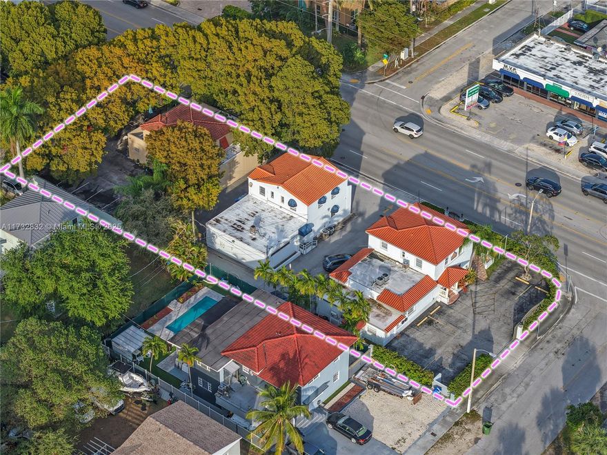 Synergy Realty Advisors exclusively presesents a 20,581 sf T 6 8 0 zoned assemblage on Douglas Road, at the edge of Coral gables. Three fully rented mixed use buildings producing $18,000 a month. 70 Units permitted by right. More would be permited with live local act. Less than one mile ( about half a mile) from the Link at Douglas development which  has a 37 story tower and two 39 story towers planned. The subject site is abutting T 3 0 zoned properties, which would limit height at the western boundary of the properties. T 6 8 0 is the most desirable mid rise zoning in City of Miami, allowing for apartments, storage, retail, office. Two blocks away is the Coral Gables hospital so it would be a suitable site for medical as well.