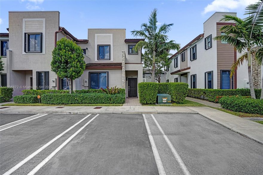 Welcome to this cozy and spacious 3 br / 3 ba townhome in Ramblas at Via Ventura. It's centrally located close to major highways, Aventura Mall, trendy dining options, shopping, and entertainment. The floor plan offers comfortable and functional spaces, 1,320 sq.ft. of living space, natural light that crates a cozy & warm ambiance, with a bedroom and full bathroom on the ground floor which is a plus. Enjoy the covered terrace and fenced patio, ideal for a bbq, bar, and gathering area that provides a relaxing setting. It offers tile flooring on the first floor and pluch carpeting on the second floor. Residents can enjoy its elegant clubhouse, stunning pool, and state-of-the-art fitness center. This townhome can be rented immediately and has two assigned parking spaces. Easy to show!