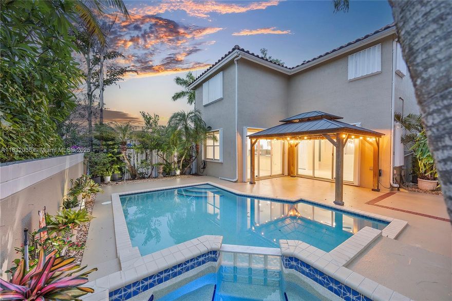 Meticulously maintained single family home on a corner lot in the desirable community of Three Lakes in Kendall.  This two-story home consists of four bedrooms, two and a half bath, two-car garage & pool with gazebo in an open, spacious floor plan. The kitchen features granite countertops & newer stainless steel appliances.  The primary bedroom offers walk-in closet and ensuite bath with standing shower and separate tub, build-in storage cabinets and water closet. The home is cooled via a Trane AC system and accordion shutters help to protect it from storms. Enjoy resort-style living in this waterfront community, which offers tennis courts, fitness center, kids playground, common boat ramps, bike trails, lots of guess parking & guard gate. Close to major highways, shopping & dining.