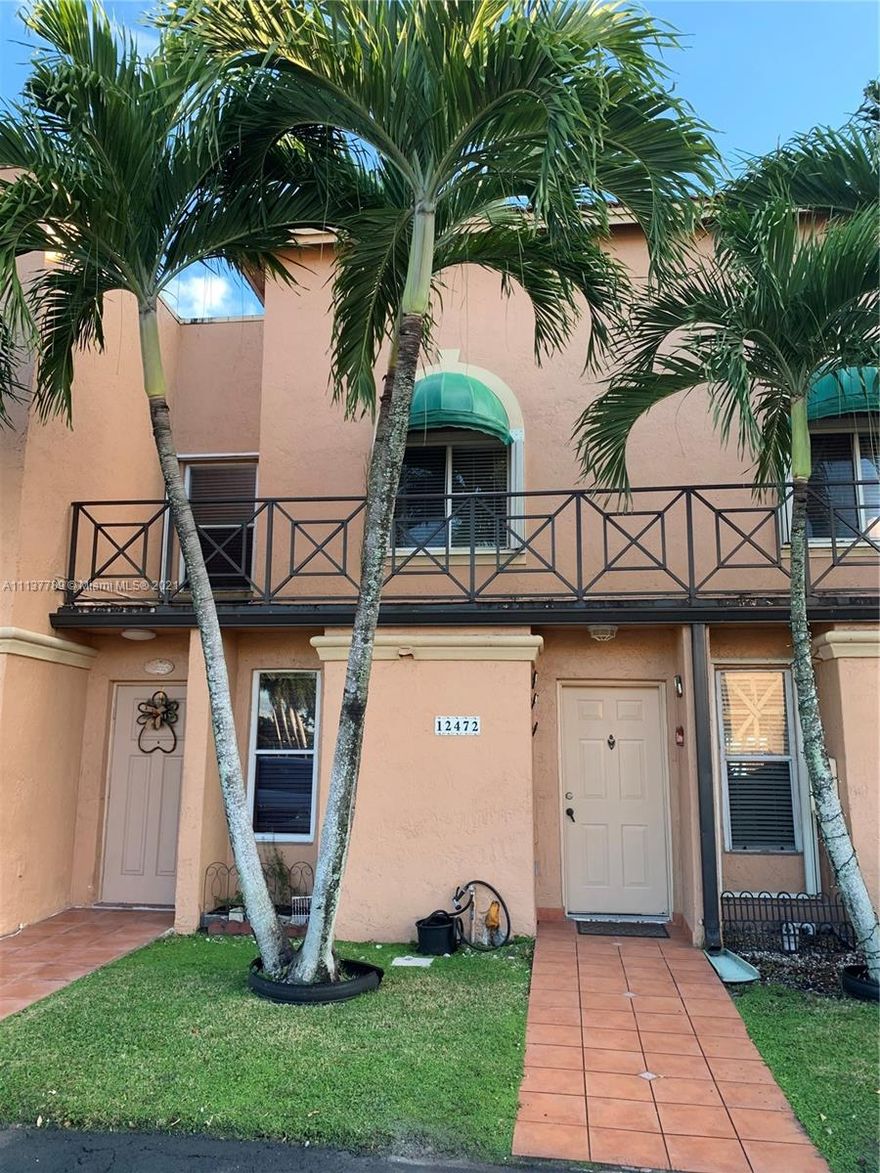 Great Deal at DORAL!!!  Property is being sold "As Is" 3/2.5  all Bedrooms are on the second floor. The property needs some upgrades. Very close to the Turnpike, Dolphin Mall, Home Depot, Ikea and other major shops. 
Beautiful community, perfect place to raise a family and enjoy the club house with a Kitchen included suitable for large parties.