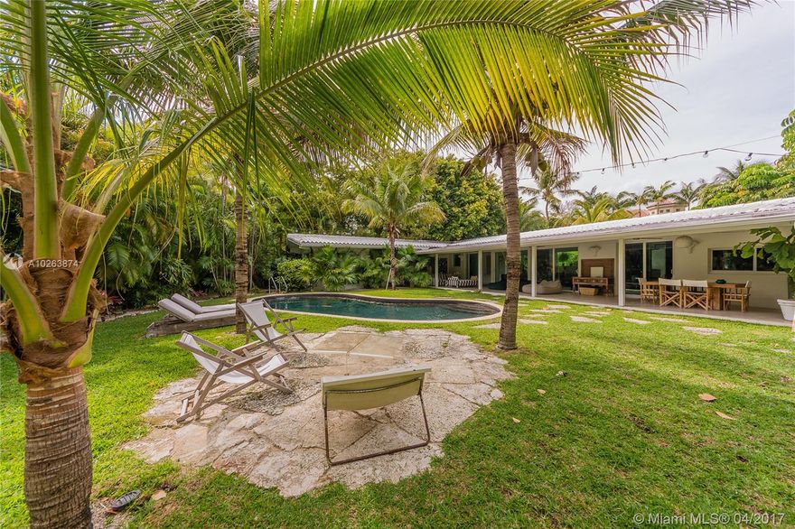 Very  Charming Corner House located in a quiet street. The entrance door opens up to the Living/Patio areas and a gorgeous pool surrounded by a huge pie shaped yard (over 11,000 sq.ft. as per licensed surveyor). House features 4 Bedrooms (one is the maid's room), 3 Full Baths and an Office Room, High Impact windows, Beach Club membership and cement floors. There is some furniture for sale. Rental payment includes pool + yard maintenance. Available for occupancy in July 15th, 2017.