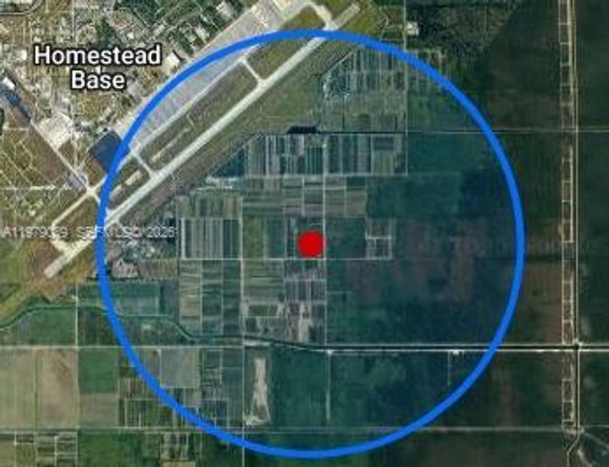 Excellent opportunity to acquire a 20-acre corner parcel in a prime location near Miami and just minutes from the water. The property offers access from multiple sides and is currently designated as agricultural land, allowing for farming, residential use, or potential future development.

The property includes a concrete farmhouse with a pool added in 2020. The structure was originally built with strong concrete integrity and the site was previously owned by the U.S. Air Force and used as a radio tower location.

Located near Black Point Marina, Bayfront Park Marina, and the Homestead Air Reserve Base, the area continues to see steady growth and development. The surrounding market area is primarily located south and southeast of the base.

According to Miami-Dade County records, improvements are not currently reflected on the property appraiser’s website. Property is being sold AS IS as agricultural land with the benefit of an existing structure.

Great opportunity for investors, developers, or agricultural use.