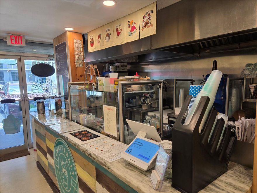 Newly build boba tea , crafted ice cream & asian noodle restaurant feature cooking hood & bakery exhaust hood, new fryer, gas cooking stove, indoor & outdoor cafe sitting, located at the busy North Miami Beach international eatery zone with over 10 different country cuisine at this block, with brand new 385 unit high end mix use rental & retail residential apartment building across the street , abundance walkin traffic in the very near future. 40% occupied in the last 2 months since Nov 2025