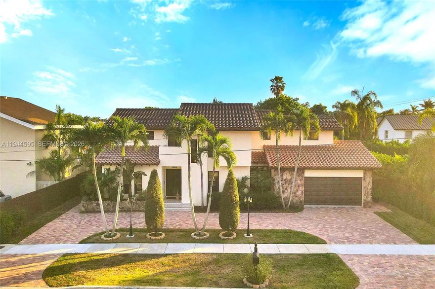 A RARE & TRUE TURN-KEY 6 BED/4 BATH RESIDENCE W/ IMPRESSIVE FEATURES & INCOME POTENTIAL UNSEEN IN THE AREA. Very few homes offer this level of size and design and NO OTHER HOME ON THE MARKET HAS SIX TRUE BEDROOMS with, not one, but THREE PRIMARY MASTER SUITES & ENSUITE BATHROOMS. The layout includes ONE PRIMARY ON MAIN LEVEL & TWO UPSTAIRS providing privacy & versatility. The main-level primary offers a PRIVATE DOUBLE-DOOR EXTERIOR ENTRANCE ideal for SEPARATE LIVING OR ADDITIONAL INCOME POTENTIAL. The living room & (2) downstairs bedrooms are highlighted by VAULTED TIMBER WOOD CEILINGS adding warmth, character, and architectural presence also rarely seen. Over $300,000 IN RENOVATIONS have been completed resulting in a space that is FUNCTIONALLY NEW. Updates include IMPACT WINDOWS AND DOORS, APPLIANCES, A DOUBLE-WIDE BRICK-PAVED EXTERIOR, & DESIGNER FINISHES throughout. The SPLIT FLOOR PLAN & EXTRA-WIDE LOT FOOTPRINT create an open, airy feel w/ beautiful curb appeal just 4 MINS FROM 836 HIGHWAY. Outdoor living features THREE BALCONIES, SECOND-FLOOR ACCESS VIA A SPIRAL STAIRCASE, and a 30x13 EXTRA-LONG, CONVERTED SALTWATER POOL. CITY-APPROVED ARCHITECTURAL PLANS FOR ADDED 2 BED/1 BATH GARAGE CONVERSION convey with the sale offering a path to FUTURE INCOME OR ADD’TL LIVING SPACE. TAXES also COMPARATIVELY LOW. Come & enjoy this refined blend of LUXURY, SCALE, AND FUNCTIONALITY that sets this home apart. SEE ATTACHED LIST FOR FULL FEATURES & UPDATES. EASY TO SHOW VIA SHOWINGTIME.