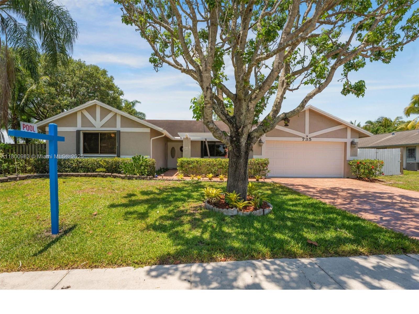 Property for Sale at 735 Sw 158th Ter, Sunrise, Miami-Dade County, Florida - Bedrooms: 4 
Bathrooms: 2  - $745,000