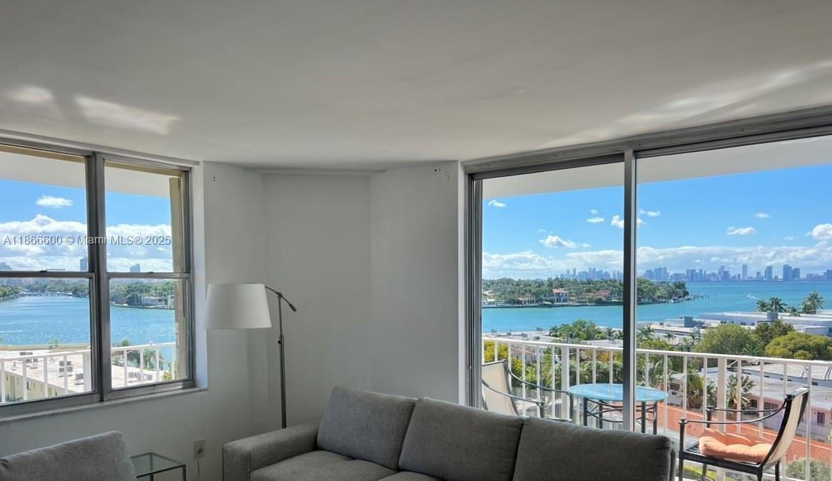 Panoramic views of Biscayne Bay, Intracoastal Waterway, partial ocean, and Miami Beach/Downtown skylines. This corner unit offers 1,005 sq. ft. of living space, plus a large wrap-around balcony, among the biggest in the building. Kitchen includes stainless steel appliances, a small Den , and a spacious master bedroom with a deep walk-in closet. Assigned covered parking on the ground floor, plus guest parking. Steps from beaches, restaurants, and shops. Close to South Beach, Bal Harbour, and Downtown Miami, with easy I-95 access. Building has full reserves, no special assessments, and 50-year certification completed. Owner/Agent.