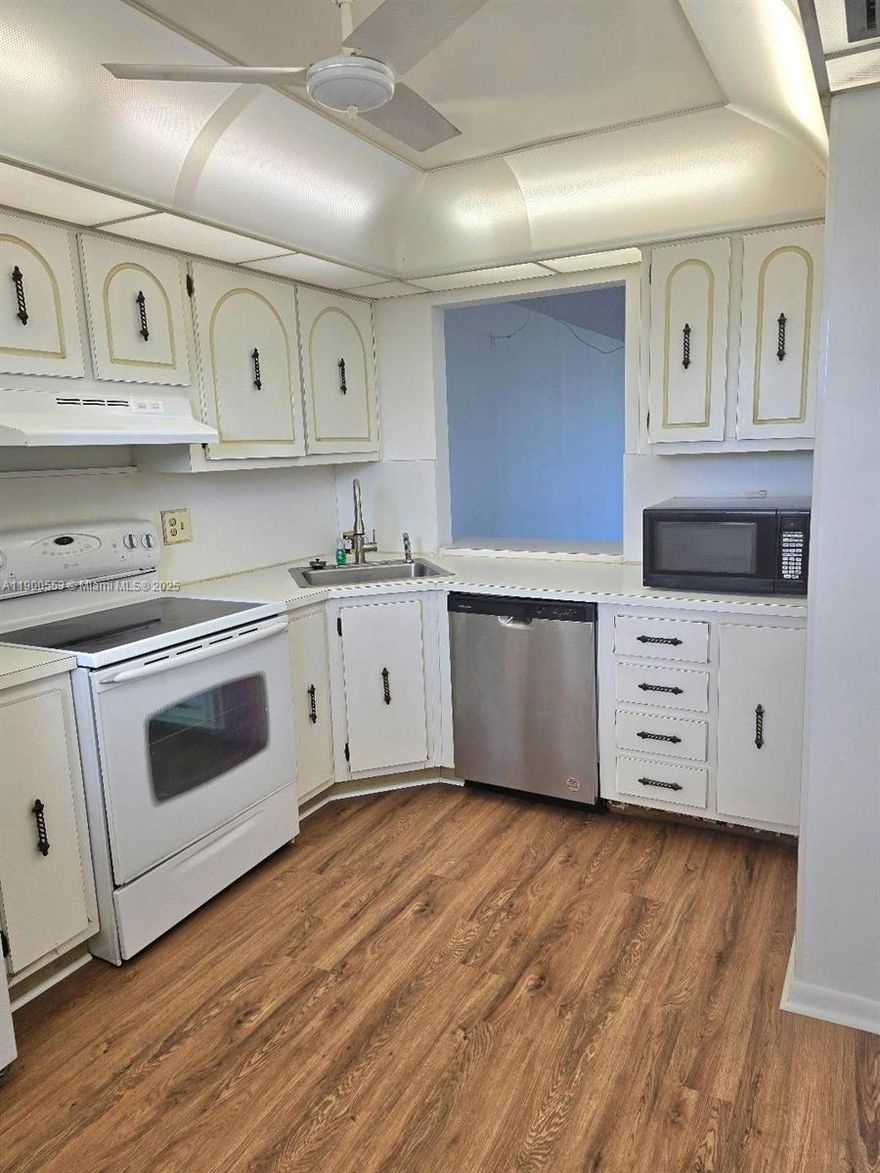 55+ per Association. 1,162 Sq. Ft. 2 bed 2 bath condo for rent in 4th floor, located in Sunrise within walking distance to many shops, restaurants and supermarket. Just painted. Spacious kitchen and cabinets. New vinyl floor in kitchen, dining and living room. Large bedrooms with walk in closets. Screened balcony which is great for relaxing and hanging out, and no neighbors behind you. Community offers a pool, clubhouse, laundry facility on each floor, and plenty of guest parking. There is a private storage closet in the laundry room. Rent includes Water, Basic Cable, and pest control. Community is HOPA, must live at least 1 person over 55 age and no minors under 18 age allowed.