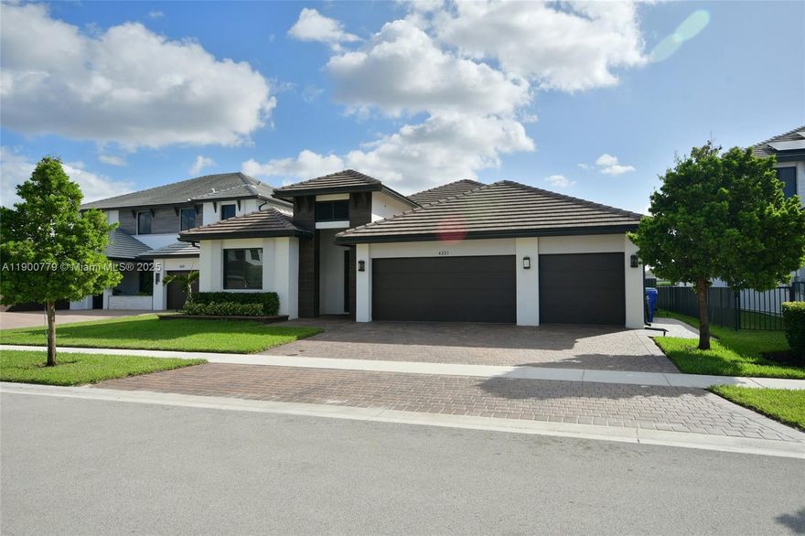 Luxury Living in Miramar, Florida.
Step into elegance with this stunning 3-bedroom + Den, 2.5-bath home nestled in the exclusive gated community of Tuscan Isles. Built in 2022, this 2,545 sq ft residence boasts a spacious open floor plan, top-of-the-line finishes, and breathtaking lake views. The spacious primary bedroom is complemented by his and hers walk-in closets and a dual-sink vanity bathroom with private toilet & shower. The second and third bedrooms are conveniently connected by a Jack & Jill bathroom. The den is currently used as an office. The 3-car garage keeps the toys dry and secure. Whether you're entertaining guests or enjoying a quiet evening, the seamless indoor-outdoor flow and serene waterfront setting make this home a true sanctuary. AVAILABLE FURNISHED $5995/mth