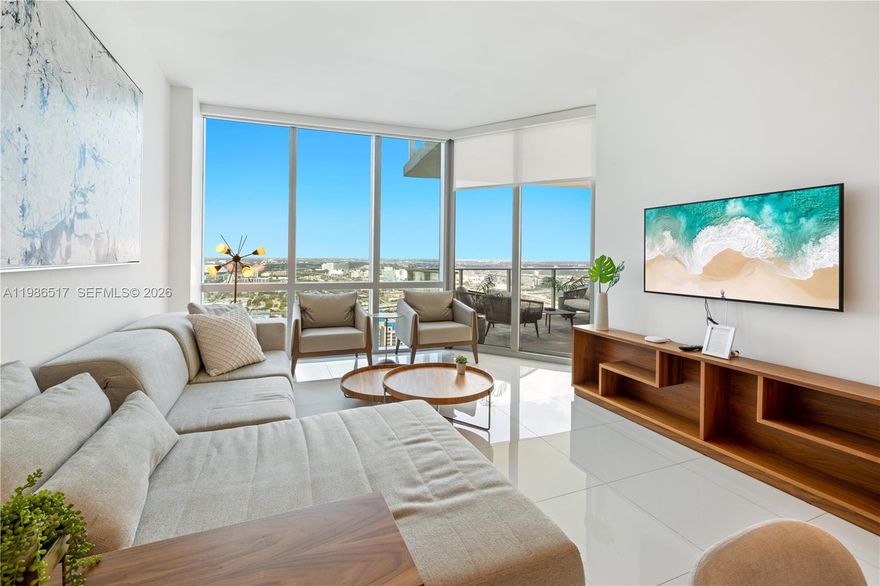 Live in one of the best area of Miami in this super cool 1 bed plus den beautifully furnished. High end new building offers all amenities you can desire.