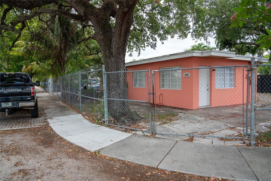 PRIME LOCATION – EXCELLENT INVESTMENT OPPORTUNITY! Centrally located in the highly desirable Grapeland Heights area, just minutes from Miami International Airport, major highways, Downtown Miami, Wynwood, and the future Miami Freedom Park & Inter Miami Stadium development. This corner lot duplex sits on approximately 6,612 Sq.Ft. in a T3-L zoning area and features two separate 1-bedroom, 1-bath units with independent electric meters. Each unit offers a functional layout with living room, kitchen, and dining/living combination area. Spacious fenced lot with abundant parking for multiple vehicles, vans, trucks, or RV parking. Great opportunity for investors, owner-occupants, or future redevelopment potential. Property is being sold As-Is.
Buyer to verify zoning, land use & all information independently. As-Is.