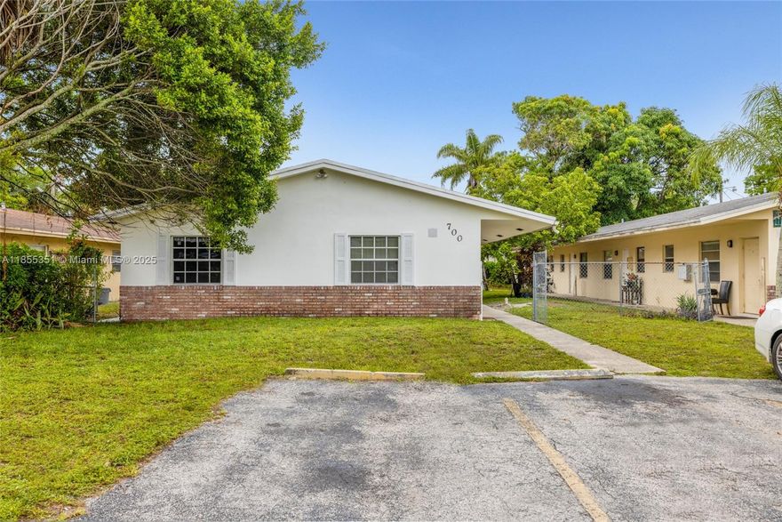Rare investment opportunity in Fort Lauderdale — a 4-unit apartment complex at 700 SW 16th Ave. This 3,047 SF building on a spacious 10,000 SF lot includes four large and spacious 2-bedroom, 1-bath units. Each unit features central AC and individual electric meters. The property currently generates $6,700 in monthly rental income, with strong upside potential to increase rents to approximately $8,800 per month when adjusted to market rates. Ideally located minutes from I-95, Fort Lauderdale-Hollywood International Airport, downtown, and the beach, this property offers excellent access and sits in one of South Florida’s fastest-growing markets.