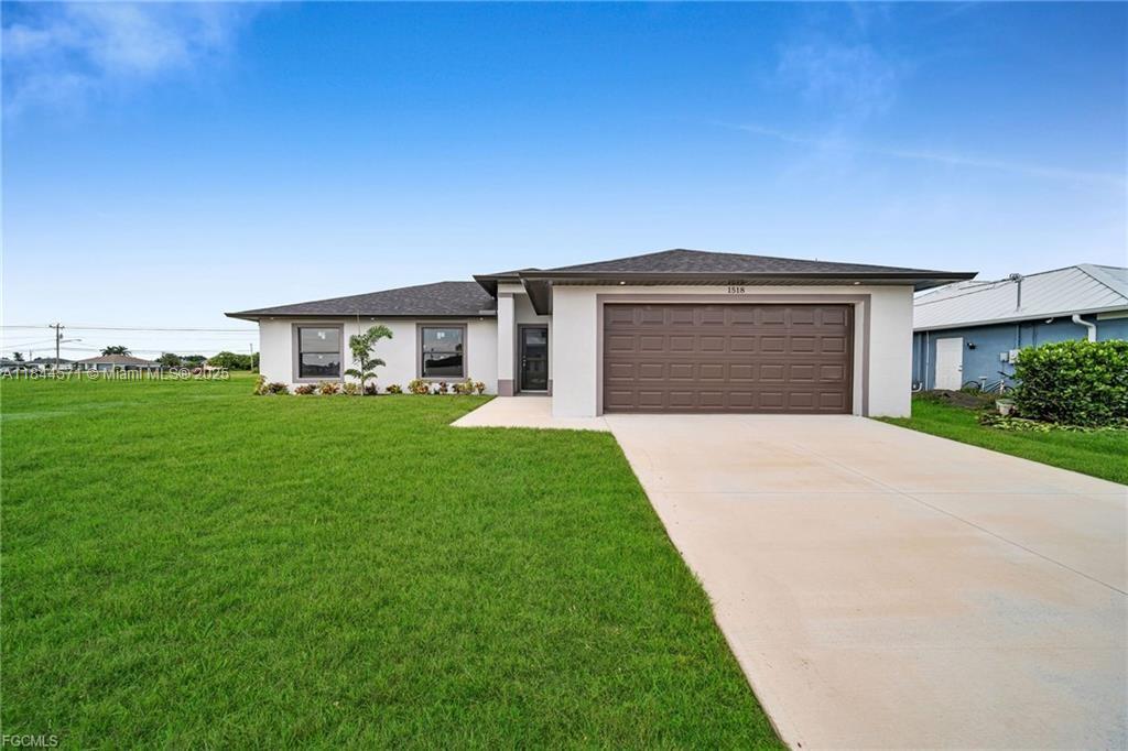 Discover this beautiful new construction home in the rapidly growing northwest area of Cape Coral, perfect for first-time homebuyers or anyone seeking comfort and style. This modern property features 3 spacious bedrooms, 2 full bathrooms, an open-concept kitchen with stainless steel appliances and elegant quartz countertops, luxury vinyl flooring throughout, high ceilings that fill the space with natural light, and a 2-car garage. Conveniently located in an up-and-coming neighborhood with easy access to shops, schools, and main roads, this home offers the perfect blend of modern living, comfort, and prime location in the vibrant Southwest Florida market.