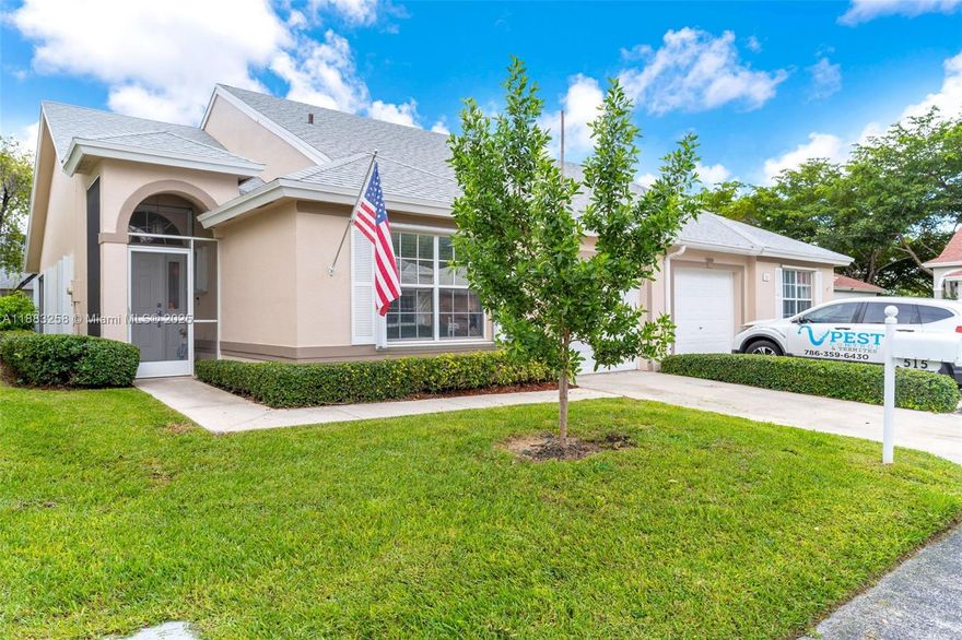 Welcome to this charming single-family home offering 2 spacious bedrooms, 2 full bathrooms, and a 1-car garage. The updated kitchen features oak cabinetry, a peninsula island, granite countertops, a glass-top stove, recessed lighting, and under-cabinet lighting. Additional interior highlights include crown molding throughout, travertine flooring, smooth ceilings (popcorn removed), and a screened front porch.

Major upgrades provide peace of mind, including a Hague water softener, whole-house plumbing replacement (no polybutylene pipes), hurricane shutters, and exterior painting completed in 2022.

HOA fees offer exceptional value, covering exterior painting every 7 yrs, professional landscaping, cable TV, and access to a gated community with security and alarm systems. Residents enjoy resort-style amenities such as a clubhouse, fitness center, swimming pool, sauna, and tennis courts.