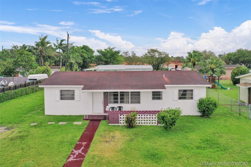 Amazing 3/2 home located in the quiet community of Richmond Heights Estates. This home is perfect for a growing family or first-time homeowners. This home features a large living and dining area.  Beautiful wood floors throughout the home. In addition, this home has a large family area perfect for family gathering and entertainment. This home is located on a  oversized lot with enough room for a pool. Tax role indicate 4/2. However, 4th room was opened up to have a formal dining area.