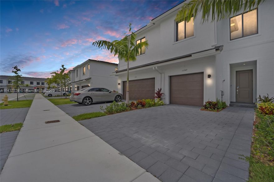 Brand new construction Townhome with Pond Views in the beautifully designed community The Landings. Featuring upgraded floors and kitchen appliances, high ceilings which bring in lots of natural light, gated back patio for your enjoyment, one car garage, one uncovered parking and plenty of street parking for your guests. The master bedroom has a walk-in closet, and large bath with his and hers vanities. Upgraded Nest thermostat, washer & dryer, and security system. The community has a luxury clubhouse, 2 dog parks and an outdoor fitness area. Quiet family oriented neighborhood, near Black point Marina, Southland Mall, shopping centers, Publix and Florida's Turnpike. Current Tenants to vacate property on Sept 7th, 2023. Available starting Sept 8th.