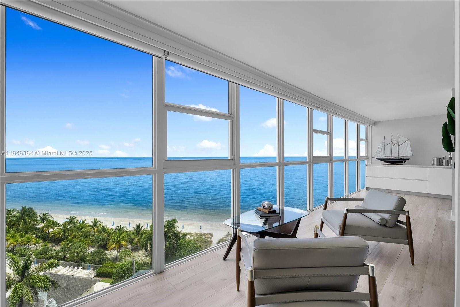 Wake up each morning to breathtaking ocean views and sunrise vistas from this beautifully remodeled 3-bed, 3-bath residence at Mar Azul, a boutique waterfront condominium in Key Biscayne. With expansive water views and designed with elegance and comfort in mind, this fully furnished home features spacious bedrooms with en suite bathrooms, a grand open-concept kitchen and living area ideal for hosting and entertaining, and an office overlooking the sea for serene productivity. Mar Azul offers exclusive beach access with chairs and umbrellas, a sparkling swimming pool, BBQ areas, a clubhouse, and a fully equipped gym, all within a gated, full-service property. Offered for Winter Season from Dec 15th - March 20th. Easy to show and video available!