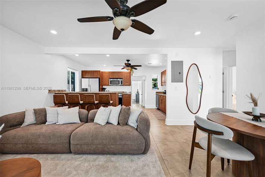 This stunning fully furnished 3-bedroom, 2-bath home in Fort Lauderdale is completely move-in ready and beautifully designed. Every space is fully furnished with style and comfort in mind – even the kitchen comes fully equipped and furnished. The home features impact windows and doors, spacious bedrooms, and modern bathrooms. For your convenience, it also includes a washer, dryer, and dishwasher. Step outside to your private retreat with a sparkling pool and a large fenced backyard, perfect for entertaining or relaxing. Ideally located just minutes from the beach, Wilton Manors, Downtown Oakland Park, and Las Olas Boulevard, this home truly offers the best of Fort Lauderdale living.