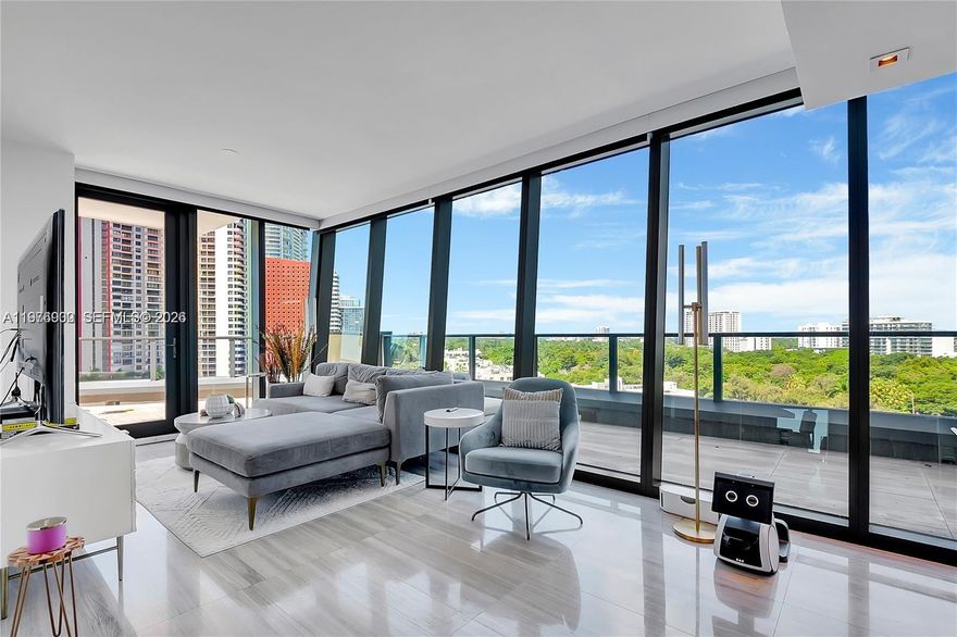 Gorgeous 1BR/1.5BA corner residence in the sought-after Echo Brickell.  This home features a rare 1,000 Sq Ft terrace with a summer kitchen and expansive views of Biscayne Bay and the Brickell skyline.  Interior features include floor-to-ceiling windows, marble flooring, Italian cabinetry, and a fully automated smart-home system with keyless entry.  Echo Brickell offers 24-hour front desk service, valet parking, an infinity-edge pool with panoramic views, hot tubs, outdoor lounge/bar, and a state-of-the-art fitness center.