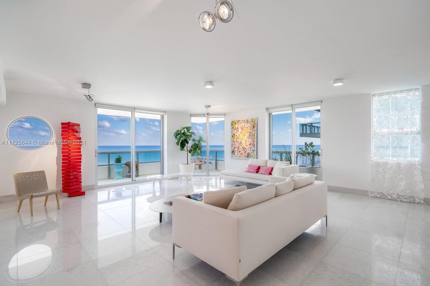 Oceanfront home in the sky. Encompassing the entire 12th floor, enjoy living in this ultra-exclusive boutique building right in Miami Beach. Take in breathtaking, direct ocean, bay, sunrise and sunset views in this completely and meticulously renovated custom home. 4bedrooms + large office. Luxurious features include 2 private elevators, an x-large gourmet chef’s kitchen by Boffi, oceanfront master bedroom with 2 full baths and 2 walk-in closets, the entire residence is custom designed for the most discerning buyer. Villa Di Mare offers 24-hour doorman, valet, pool, gym, sauna, and secure access to beach.