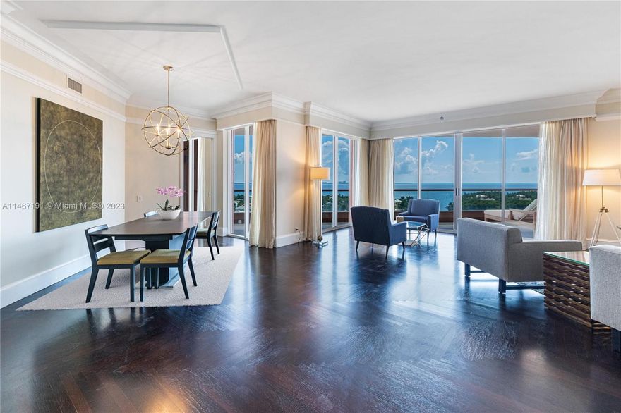 Discover opulent living at The Gables Club. This high-floor gem, a rarity, features 2 bedrooms plus a den/convertible bedroom, open living space and wood flooring throughout. Step onto expansive balconies to soak in the ultra-prime skyline and water views that are simply breathtaking. The kitchen, adorned with top-tier Thermador appliances, is a culinary delight. This is your opportunity to own a palace in the sky, the epitome of Coral Gables luxury living. The Gables Club offers a range of world-class amenities, from concierge services, fitness facilities, restaurant and a resort style pool.