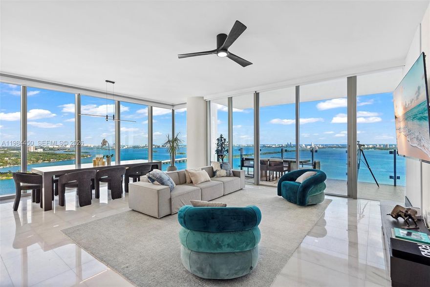 Experience elevated waterfront living in this exceptional 34th-floor residence at Missoni Baia. Spanning approximately 2,500 square feet of interior space, this beautifully finished home offers seamless indoor-outdoor living with expansive deep terraces and floor-to-ceiling glass framing sweeping views of Biscayne Bay and the Miami skyline. A private elevator opens directly into your own foyer, creating a grand and exclusive arrival.


The thoughtfully designed layout features 3 bedrooms plus a staff/in-law suite, 4 full bathrooms, and a powder room. The residence showcases a chef’s kitchen equipped with premium Wolf and Sub-Zero appliances, custom finishes throughout, and spacious walk-in closets. No detail has been overlooked—this home was completed with no expense spared.

Missoni Baia is a boutique luxury waterfront building with 249 residences, offering over 200 feet of bay frontage and world-class amenities. Residents enjoy sunrise and sunset pools, a state-of-the-art fitness center, expansive spa facilities with separate men’s and women’s sauna and steam rooms, private treatment rooms, and a full-service concierge and valet.

Additional amenities include a resident lounge and game room, kids’ club and indoor play area, pet spa, and beautifully curated social spaces.

Ideally located in Edgewater, just minutes from the Design District, Wynwood, and Miami Beach, this residence offers the perfect balance of privacy, luxury, and accessibility.