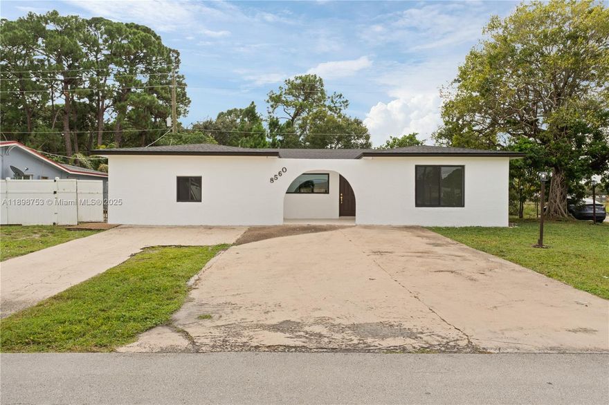 This stunning 4-bedroom, 3-bath residence features two spacious master suites and a convenient cabana bathroom. The open-concept floor plan offers seamless flow between living, dining, and kitchen areas—perfect for entertaining. Enjoy Florida living at its finest with a sparkling pool and private outdoor space. Home has been fully updated, including a new roof, with permits in process for the driveway. Situated on a desirable corner lot in a quiet neighborhood, this move-in-ready home  with possible income producing potential or great for guests to have  their own privacy  this home combines modern comfort and style in every detail.