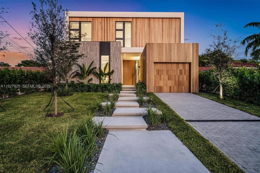 A coastal modern gem only moments from the beach. Six bedrooms and 6.5 bathrooms centered around a sun filled courtyard that brightens the entire home. Enjoy Wolf and Sub Zero appliances in the gourmet kitchen and speakers throughout for seamless living. The east facing backyard captures the ocean breeze and features a spectacular summer kitchen for effortless entertaining.