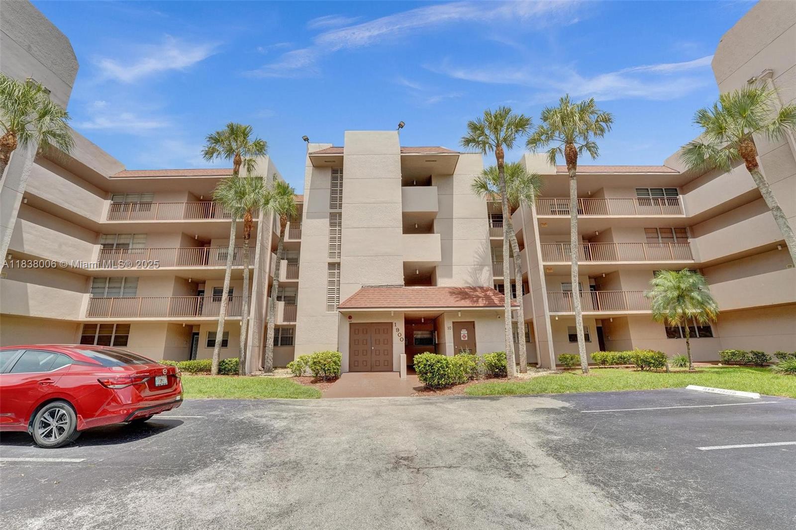 Spacious and bright 3-bedroom corner unit located on the second floor with a desirable triple-split floor plan. This well-maintained condo features tile and wood laminate flooring throughout, in-unit washer/dryer, and a brand-new A/C (2025) for year-round comfort. Enjoy beautiful views overlooking the community pool from your private balcony. Includes an assigned parking space directly in front of the unit, ample guest parking, and a private storage space conveniently located near the elevator. Residents also enjoy access to two pools and the exclusive private country club, which offers a golf course, tennis, pickleball, basketball courts, and two on-site restaurants. Resort-style living in the convenient and welcoming community of Sabal Palm!