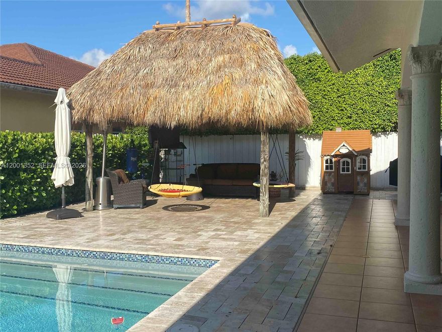 Beautiful pool home available for rent. Large 4/3 with a 2 car garage. Large bedrooms with built ins in every closet. Suitable for a large family, and excellent for entertaining. Pool area boasts a great pool deck with plenty of room for all your lounge chairs, plus there's a large Tiki. Large covered terrace. Tastefully remodeled. Close to turnpike, 836 extension, SW 8 St. and Coral Way.