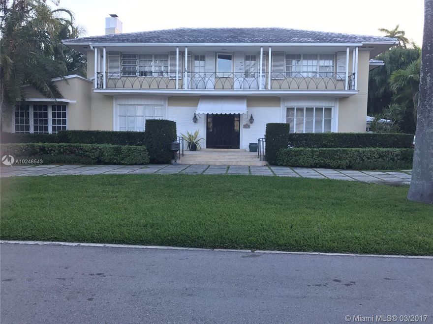 Located on exclusive guard gated La Gorce Island, this 5 bedroom/5.5 bathroom home features the distinctive design, reflective of iconic  master architect, Russel Pancost , including its grand foyer entry with soaring ceiling and circular marble staircase.  Oversized entertaining areas , formal living room and dining room, contribute to  the stately elegance of this luxury home, boasting over 4400 SF of interior living space.