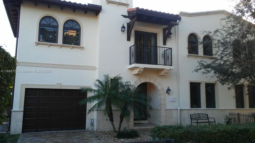 Only in Coral Gables can you enjoy the best of Miami living. This elegant 4 bed/3.5 bath split-level villa offers 1,884 SF of timeless style and clean lines. Grand formal/informal spaces flow into a sunlit chef’s kitchen with breakfast area & great room. All wood/tile floors, bright open layout, spacious bedrooms, resort-style feel. Located on tree-lined streets in a gated community with top-rated schools. Walk to Downtown Coral Gables for dining, shopping & culture. Features include 1-car garage, impact