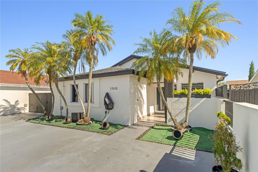 Welcome to this stunning, one-of-a-kind cul-de-sac retreat in South Miami Heights — where luxury upgrades meet South Florida outdoor living at its finest.

Step inside to an open-concept living area filled with natural light, flowing seamlessly into a functional layout designed for modern living. Two completely remodeled spa-inspired bathrooms feature floor-to-ceiling Calacatta marble, smart LED bidet toilets, rain shower systems, frameless glass enclosures, and backlit smart mirrors. A versatile flex space offers the perfect additional room — ideal as a 4th bedroom, home office, or den.

The kitchen features stainless steel appliances only 2 years old. Outside: a fully enclosed outdoor kitchen with granite counters and gas grill, covered patio with retractable awning, and a premium above-ground Jacuzzi whirlpool — all included.

Brand new roof, high-impact glass windows and doors (shutters on 2 windows), custom frosted glass barn doors, and a modern exterior with sleek black slat accent panels. Spacious yard offers room for a pool or future expansion.

Minutes from the Florida Turnpike, zoned for quality nearby schools, and priced to sell — this one will not last!