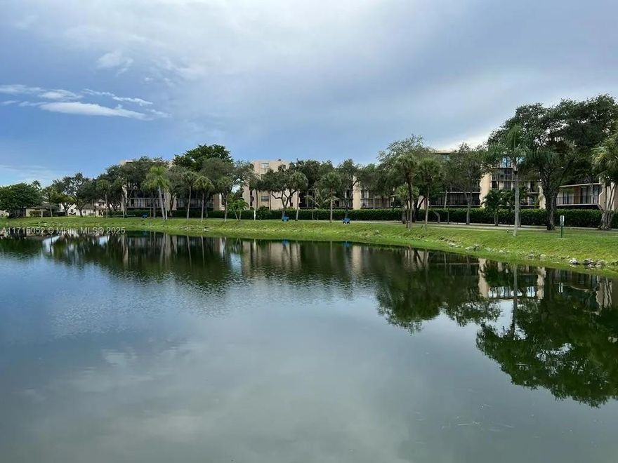 Motivated Seller! Prime location near the main highways.  Excellent, bright and spacious 4th floor unit with beautiful views from the large and spacious patio.  This 2/2 property features tile flooring, bright cabinetry, spacious bright living area overlooking the oversized covered patio.  Bedrooms are generously sized with plenty of storage space and walk in bathrooms in both rooms. It includes washer and dyer inside, community fitness room, tennis court, pool, basketball court, and a serene community walking trail along the lake.  A Must See! Book your showings!