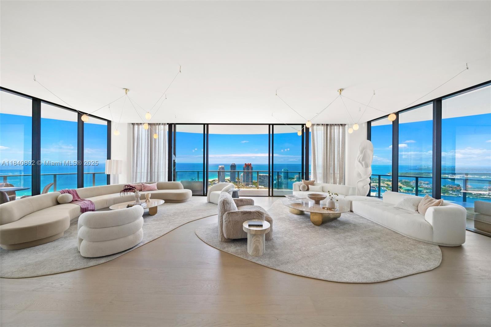 The LAST remaining Penthouse at Five Park Miami Beach. Fully furnished (price reflects unfurnished) residence featuring 5 beds + media room with 6.5 baths, 11 ft+ ceilings. 6000 sq ft of interior space, complemented by 1,868 sq ft of wraparound terrace. Sweeping views of magical sunsets over the Miami skyline, and sunrises over the Ocean. Open living space meticulously designed and detailed by Meyer Davis is equally suited for lavish entertainment and serene contemplation. Five Park is the newest luxury residential tower in Miami Beach, delivered Nov 2024. It offers its residents amenities including private beach club, 2 pools, gym, spa, on-site restaurant and the exclusive 26th floor Canopy Club. Most sought-after location due to proximity to restaurants, beach, parks etc.