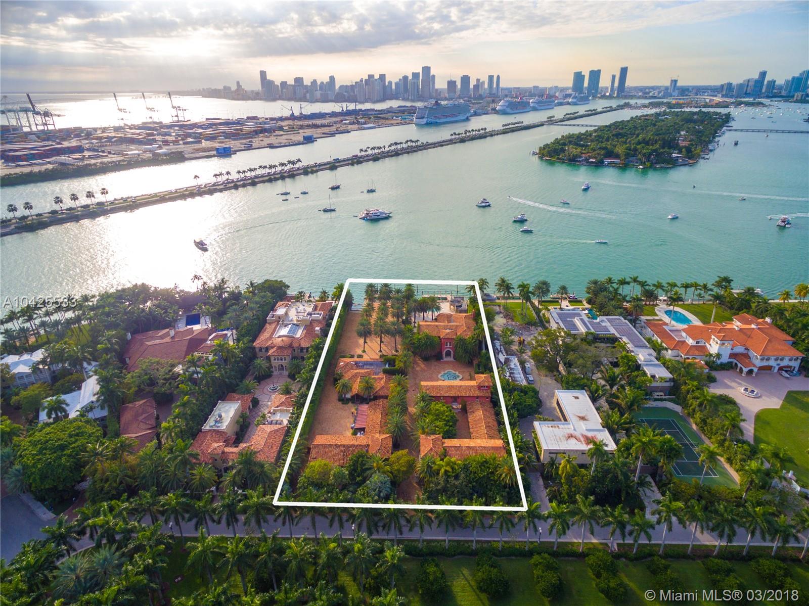The only WEST facing 2 Acre lot available. Developer’s Dream Lot with irreplaceable Skyline Views of Downtown MIAMI. Current Zoning allows for up to a 20,000 sq ft Custom home to be built on the site. A Trophy Property in South Beach’s most Exclusive Guard Gated Island. Be 1 of only 34 Families that call STAR ISLAND HOME. Renderings are from Award winning Spanish Firm DOMO Design and Architecture. Lot dimension is 200x400.