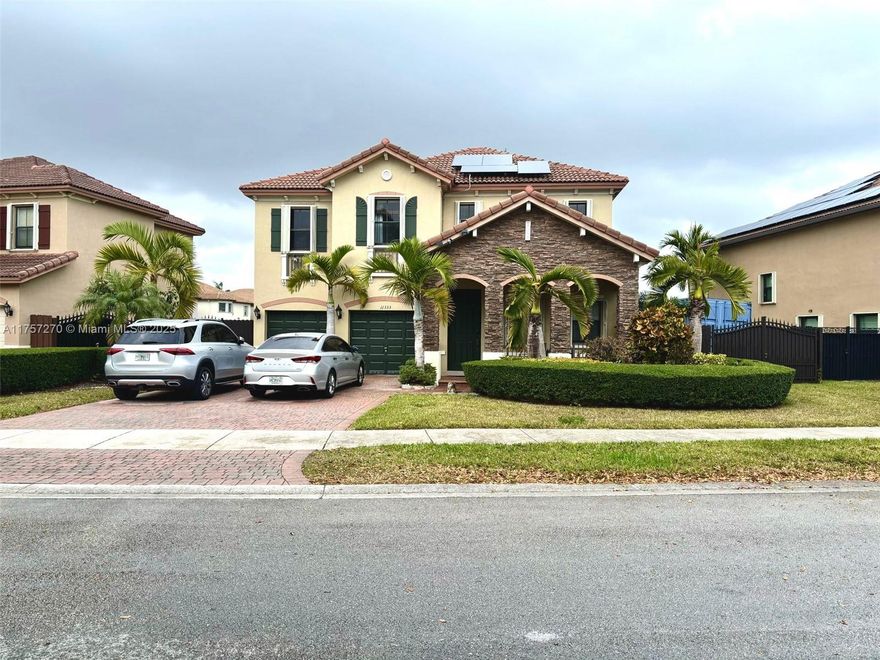 Beautifully upgraded two-story home with 4 bedrooms and 2.5 baths. This property features a fully fenced yard, a two-car garage, and additional parking. Highlights include a remodeled  first floor boasts all porcelain floors, while the second floor features wood laminate. The home features a solar panel, free alarm system with ADT, new AC. Enjoy a formal living and dining area, an open kitchen that flows into the family room, and a private, fenced patio with lake view. The master bedroom offers a large walk-in closet. Clubhouse with amenities including a pool, jacuzzi, gym, sauna, BBQ area, lounge room, children's playroom, water park, and basketball court.