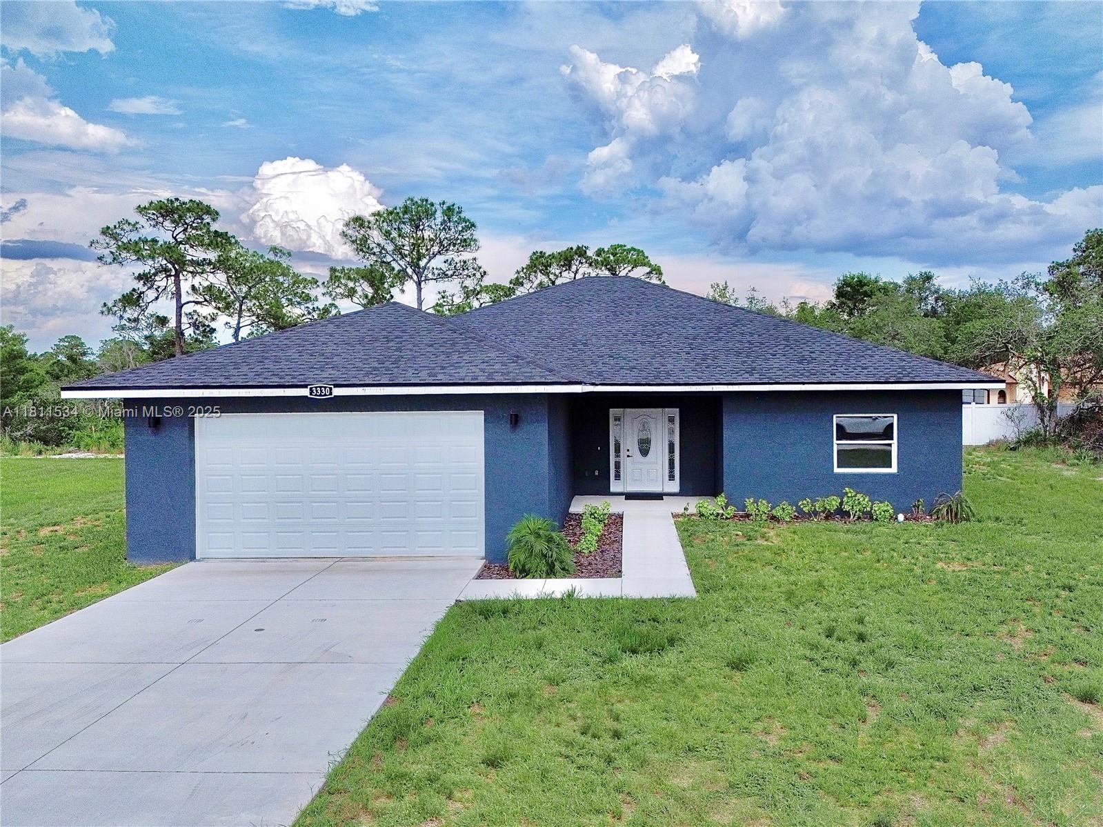 Brand-new 3BR/2BA home packed with upgrades and priced to sell! Enjoy an open-concept layout filled with natural light, a stylish kitchen with granite countertops, plus granite in bathrooms and window sills. Relax or entertain on the massive 50' x 10' covered lanai. Remote-control ceiling fans in every room, finished 2-car garage, and a private location with no HOA and low-traffic surroundings. Home runs on well water and septic, keeping monthly bills low—just pay electric and internet! This move-in ready home offers comfort, style, and efficiency. The motivated seller is ready to make a deal—schedule your tour today!
