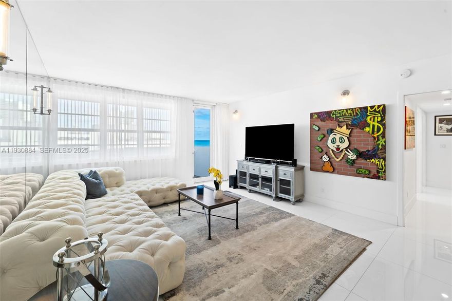 Experience South Beach living at its finest in this fully renovated 3BD + Den, 2.5BA residence at The Decoplage, ideally located across from the Ritz-Carlton South Beach where the ocean meets Lincoln Road. Created by combining two units into a spacious 1,455 SF layout, this rare turnkey home features sweeping ocean views, elegant modern finishes, porcelain tile floors, LED lighting, custom kitchen with quartz countertops, Sub-Zero refrigeration, and two parking spaces. Offered furnished for a seamless move-in, residents enjoy resort-style living with direct beach access and service, an oceanfront pool, fitness center, business lounge, valet, and 24-hour security—just steps from Lincoln Road’s world-class dining, shopping, and entertainment.