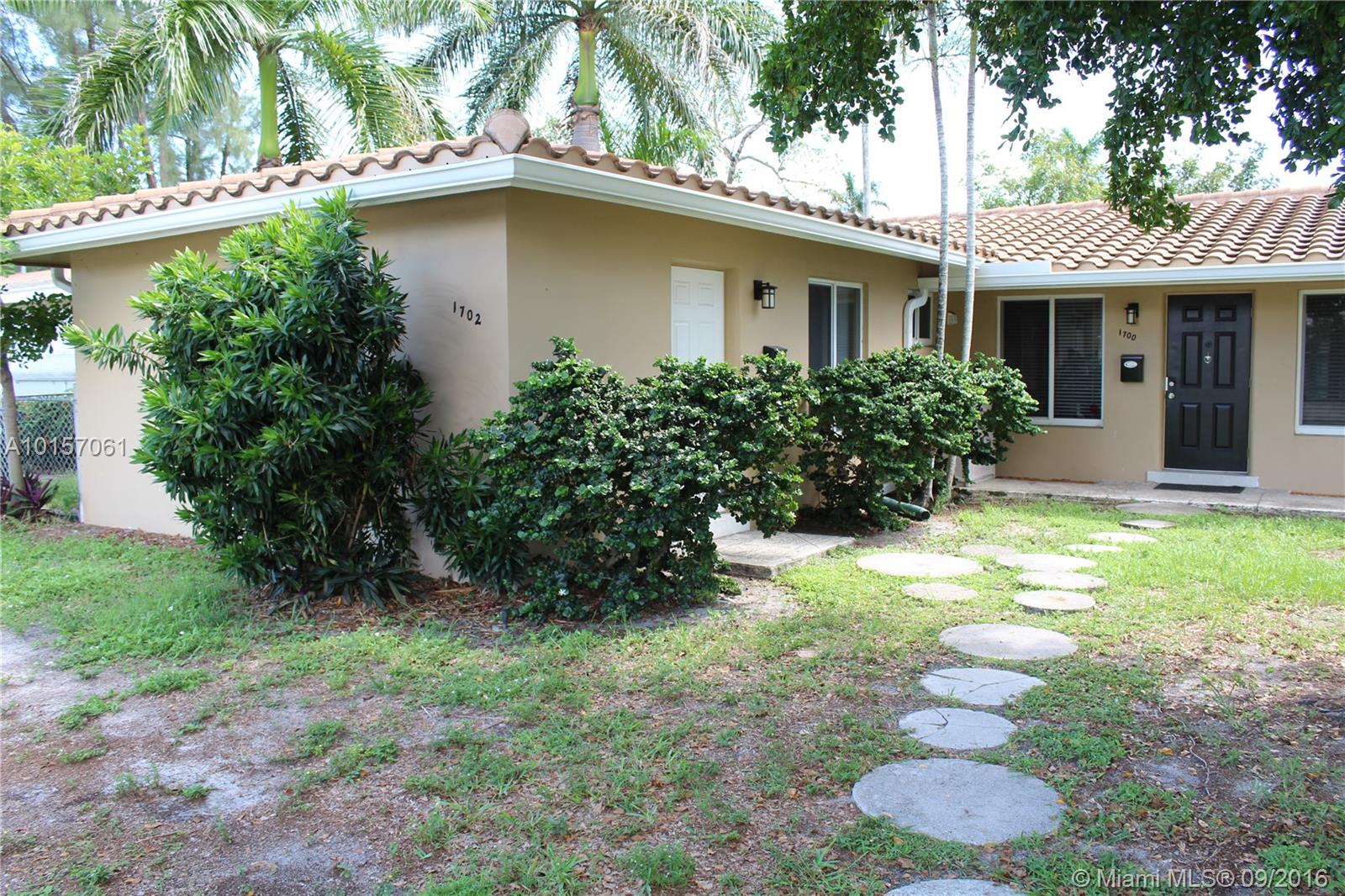 Renovated 1/1 in very good residential neighborhood in a duplex house. Brand new bathroom, open kitchen, new Italian tile flooring, private gated yard, private laundry/pantry room. Parking. HURRICANE IMPACT WINDOWS!! Dogs will be considered with owner approval. By appointment only.